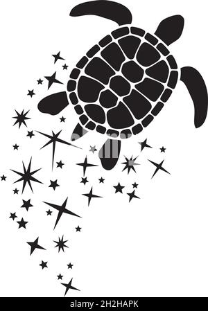 Turtle with stars and sparkles vector illustration Stock Vector