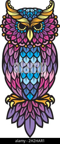 Owl mandala in Boho style vector illustration Stock Vector