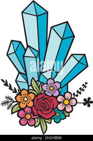 Floral crystal color vector illustration Stock Vector