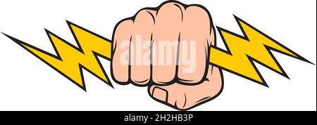 Hand Holding Lightning Bolt (Fist) vector illustration Stock Vector