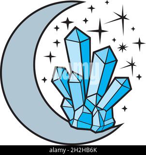 Crystal Moon color vector illustration Stock Vector