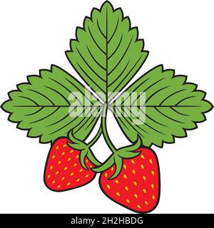 Strawberry fruit with leaf vector illustration Stock Vector