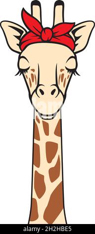 Giraffe with bandana color vector illustration Stock Vector