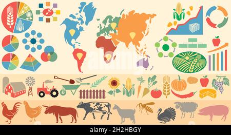 Agricultural infographic elements vector illustration Stock Vector