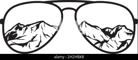 Aviator sunglasses with mountain landscape vector illustration Stock Vector