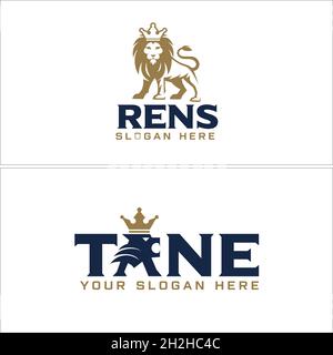 Modern animal kings lion crown logo design Stock Vector