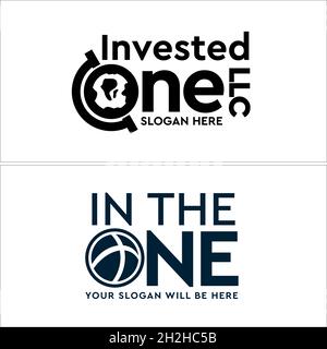 Set of map globe circle flat line art logo design  Stock Vector