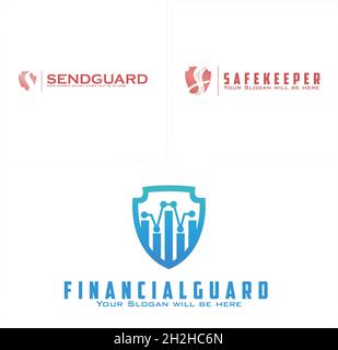 Modern business financial safety guard chart tech logo design  Stock Vector