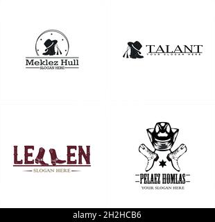 Set of business fashion boots star logo design Stock Vector