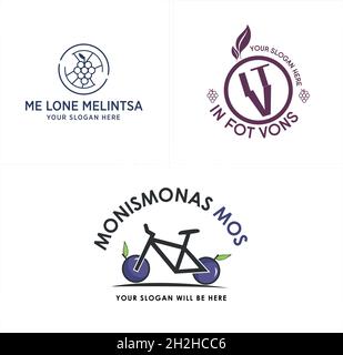 Modern agriculture fruit grape bicycle logo design Stock Vector