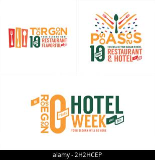 Modern celebration event restaurant 10th anniversary logo design  Stock Vector