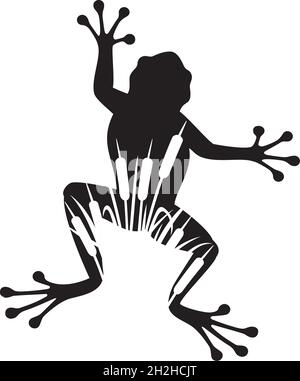 Frog and reeds silhouette vector illustration Stock Vector