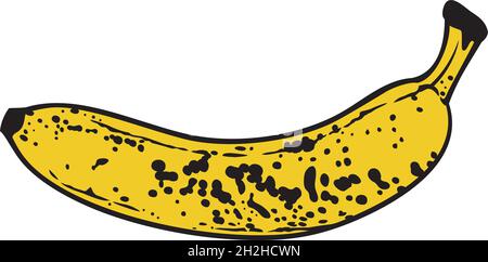 Old rotten banana with dark spots vector illustration Stock Vector