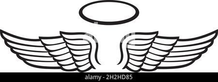 Angel wings and halo vector illustration Stock Vector