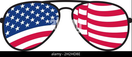 Aviator sunglasses and USA flag vector illustration Stock Vector