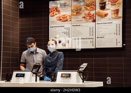 McDonald's workers at workplace. Stock Photo