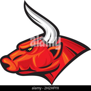 Vector illustration of red bull head logo design, bull symbol Stock ...