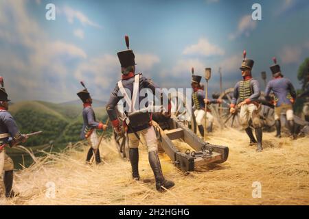 A small group of soldiers defend against the advancing British at Bladensburg in 1814. At the National Museum of the Marine Corps Heritage Center in V Stock Photo