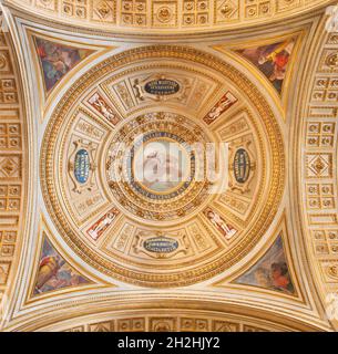 Rome -  The ceiling fresco of Lamb of God (Abraham offer) in the centre side cupola in the church Chiesa del Sacro Cuore di Gesu Stock Photo