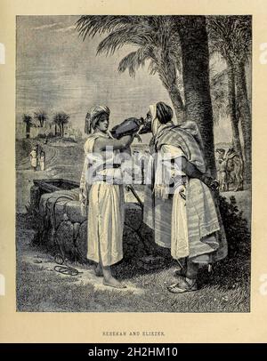 Rebekah and Eliezer at the well from ' The Doré family Bible ' containing the Old and New Testaments, The Apocrypha Embellished with Fine Full-Page Engravings, Illustrations and the Dore Bible Gallery. Published in Philadelphia by William T. Amies in 1883 Stock Photo