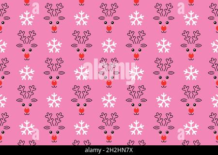 Christmas deer seamless pattern. Cute deer snow Stock Vector