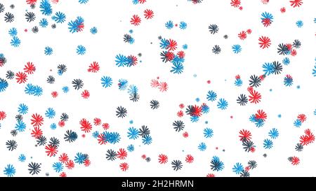 Abstract colorful schematic flower buds appear and rotate on white background, seamless loop. Beautiful spinning small flowers. Stock Photo