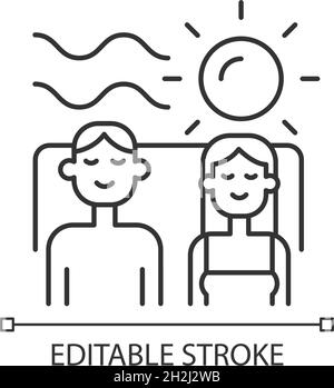 Couple spending vacation together linear icon Stock Vector