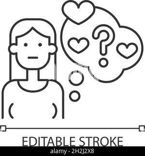 Doubting stage of relationship linear icon Stock Vector