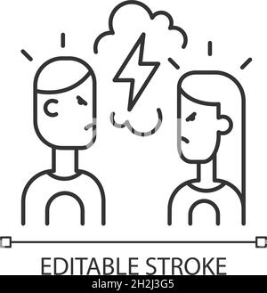 Quarreling couple linear icon Stock Vector