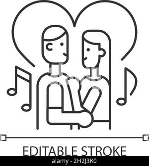 Couple dancing linear icon Stock Vector