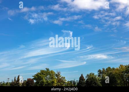 Cirrus, or fair-weather clouds, Midwestern USA, by James D Coppinger/Dembinsky Photo Assoc Stock Photo