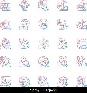 Clinical trials gradient linear vector icons set Stock Vector