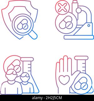 Clinical research facility gradient linear vector icons set Stock Vector