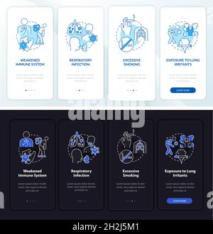 Risk of develop pneumonia onboarding mobile app page screen Stock Vector
