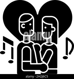 Couple dancing black glyph icon Stock Vector