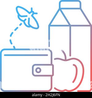 No money for food gradient linear vector icon Stock Vector