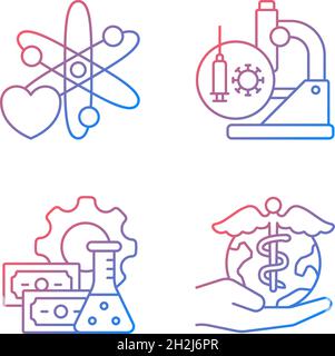Medicine development gradient linear vector icons set Stock Vector