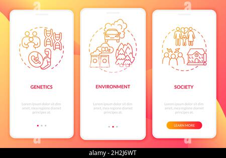 Attention deficit disorder causes onboarding mobile app page screen Stock Vector