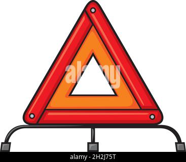 Red warning triangle emergency road sign vector illustration Stock Vector
