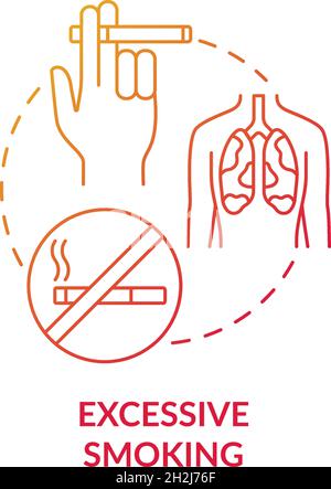 Excessive smoking red gradient concept icon Stock Vector
