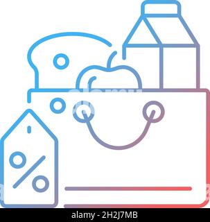 Reduced food prices gradient linear vector icon Stock Vector