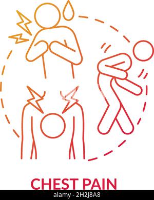 Chest pain red gradient concept icon Stock Vector