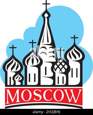 St. Basil's Cathedral in Red Square, Moscow, Russia vector illustration Stock Vector