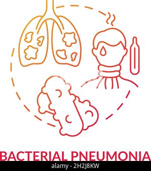 Bacterial pneumonia red gradient concept icon Stock Vector