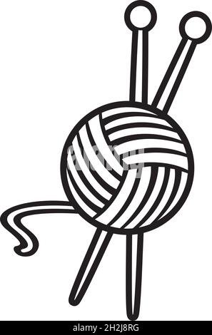 Yarn ball and knitting needles vector illustration Stock Vector