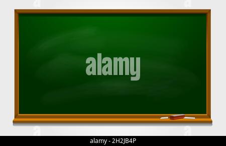 Green chalkboard background Vector Template. Background with a white chalk traces. Stock Vector