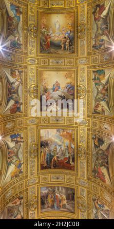 ROME, ITALY - AUGUST 27, 2021: Detail of Fresco on the vault of Basilica di Sant Andrea della Valle by Salvatore Nobili (1865-1919). Stock Photo