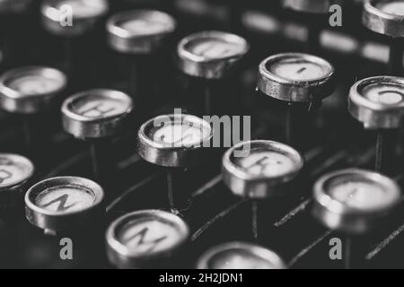 Old typewriter keys for typing. Close up Stock Photo