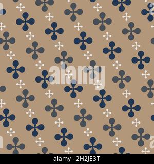 Geometric seamless decorative pattern. Abstract composition of geometric crosses. Floral retro style. Perfect for textile, wrapping, print, web,etc. Stock Vector
