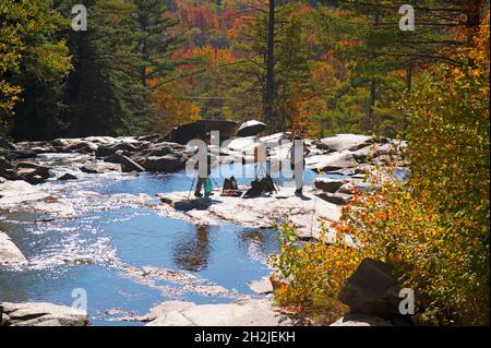 artists at work in the Jackson Falls - Jackson, New Hampshire, USA Stock Photo